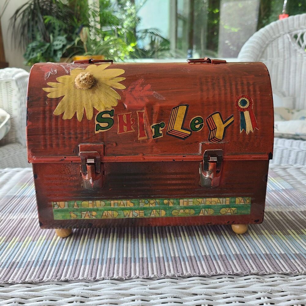 Vintage Personalized "Shirley" Metal Lunchbox – Decoupage Collage Art – OOAK Art